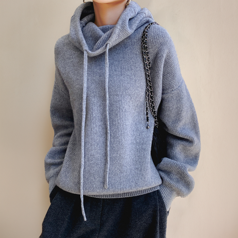 Lily Melbourne Lucy - Cozy Oversized Knit Hoodie with Adjustable Drawstring