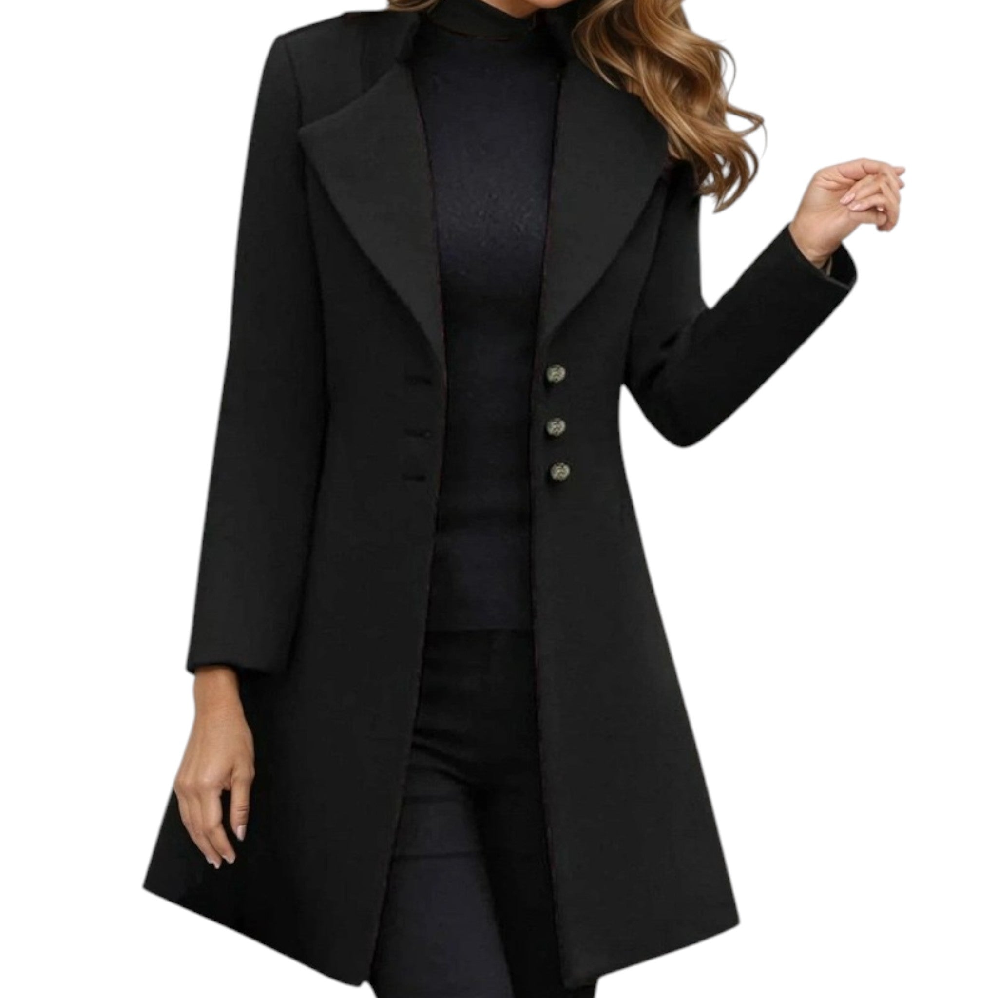 Margot - Stylish long sleeve wool coat for chic winter warmth