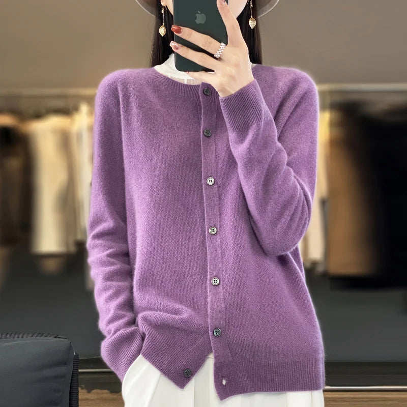 Lily Melbourne Opal - Women's Pure Merino Cashmere Cardigan