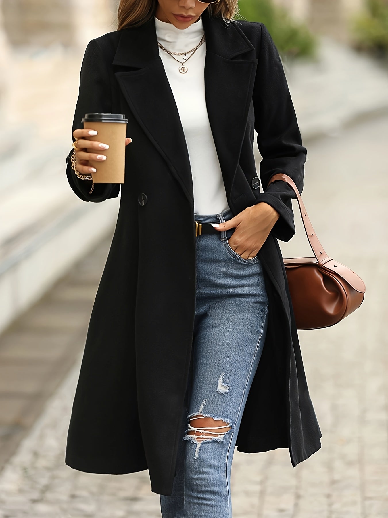 Lily Melbourne Sadie - Elegant Black Flared Coat for Timeless Style
