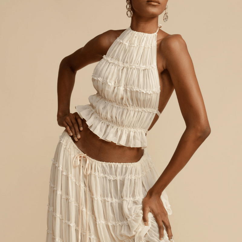 Lily Melbourne Sets Elegant Rafaela Halter Top & Skirt Set - Perfect for Any Occasion