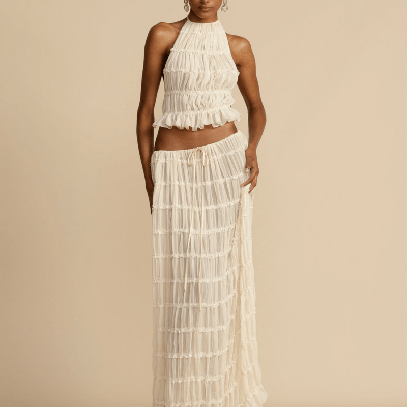 Lily Melbourne Sets Elegant Rafaela Halter Top & Skirt Set - Perfect for Any Occasion