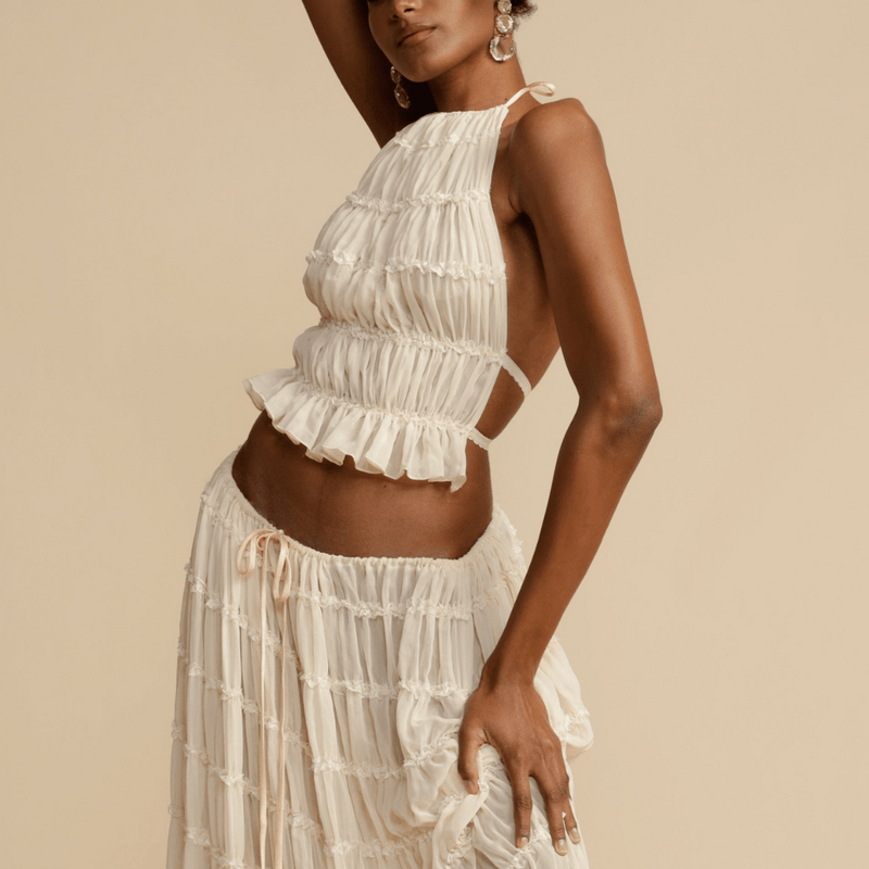 Lily Melbourne Sets Elegant Rafaela Halter Top & Skirt Set - Perfect for Any Occasion