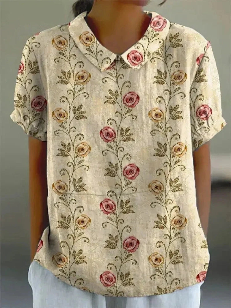 Lily Melbourne Shirt Floral Cotton-Linen Blouse | Stylish & Comfortable Margot Top