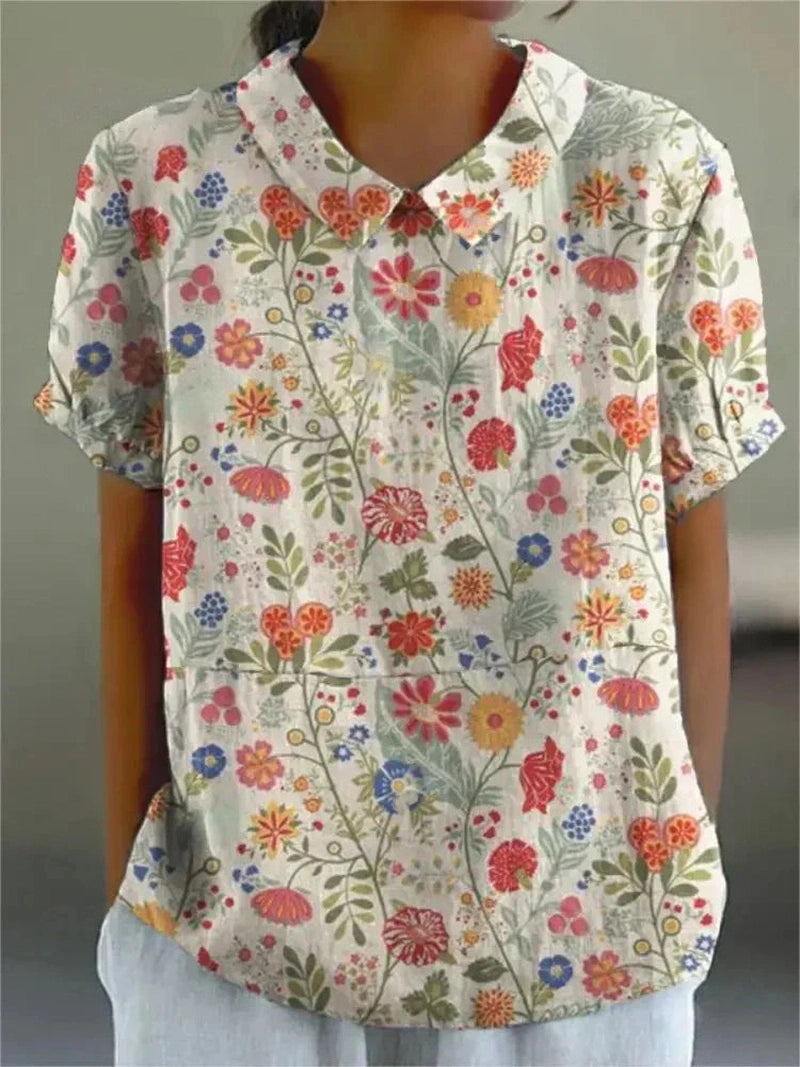 Lily Melbourne Shirt Floral Cotton-Linen Blouse | Stylish & Comfortable Margot Top