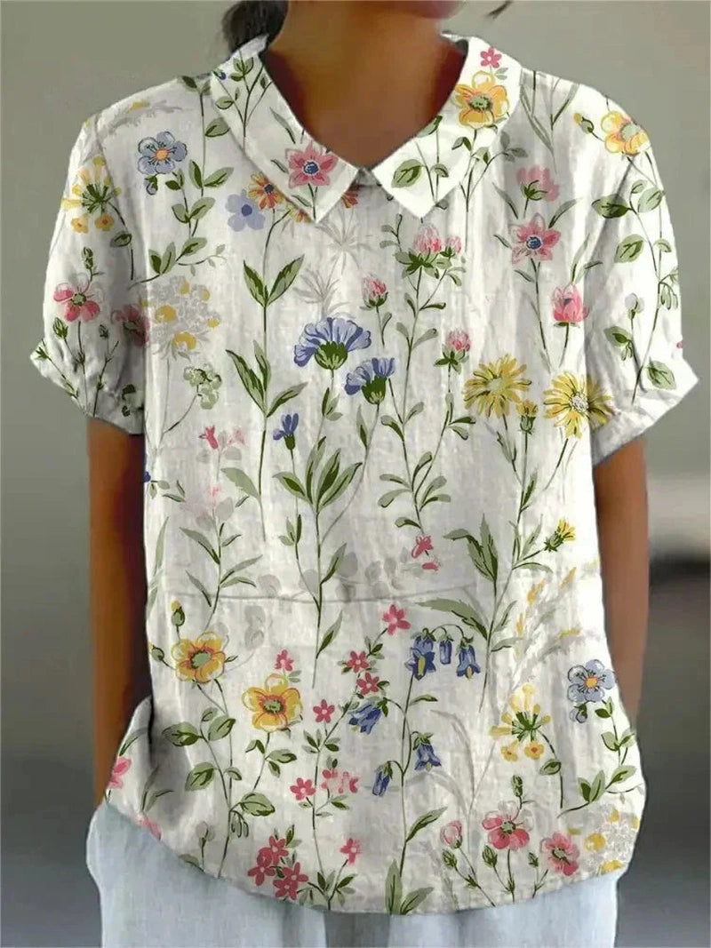 Lily Melbourne Shirt Floral Cotton-Linen Blouse | Stylish & Comfortable Margot Top