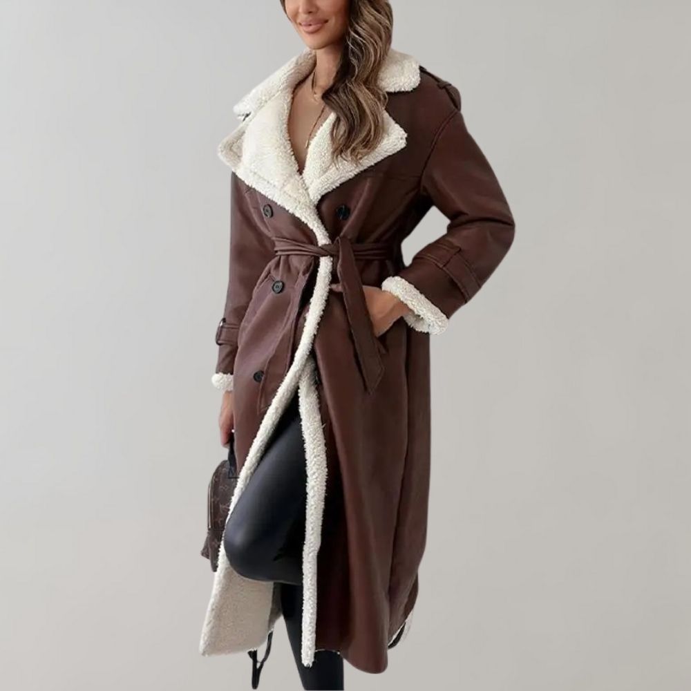 Lily Melbourne Sienna Long Faux Shearling Coat - Elegant & Warm Winter Wear