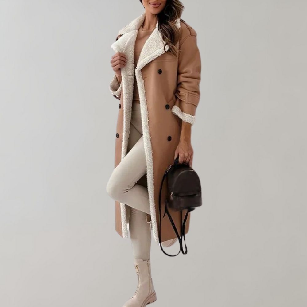 Lily Melbourne Sienna Long Faux Shearling Coat - Elegant & Warm Winter Wear