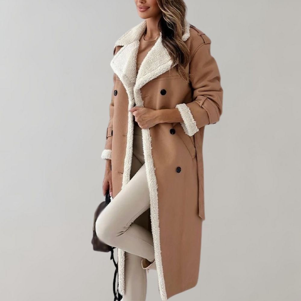 Lily Melbourne Sienna Long Faux Shearling Coat - Elegant & Warm Winter Wear