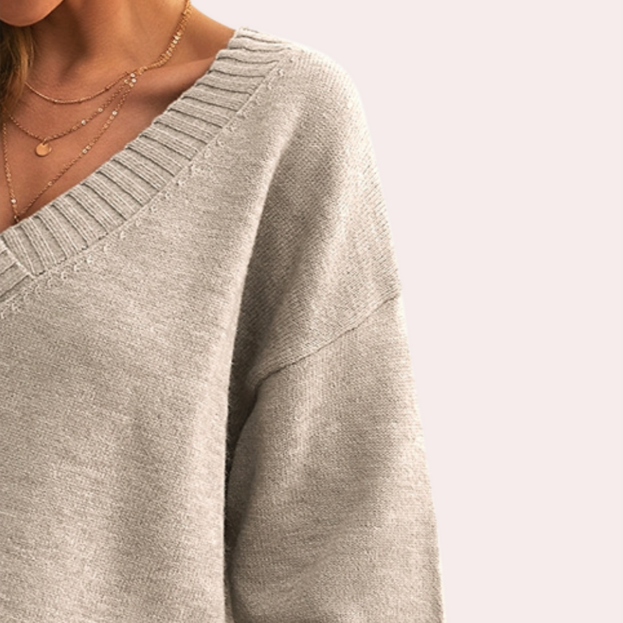 Lily Melbourne Skye Chic V-Neck Knit Sweater - Stylish & Cozy Essential