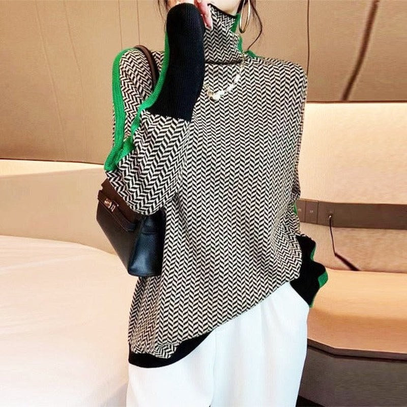 Lily Melbourne Sofia - Cozy knit turtleneck sweater in marbled wool