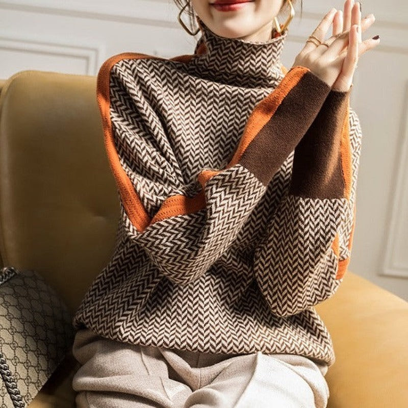 Lily Melbourne Sofia - Cozy knit turtleneck sweater in marbled wool