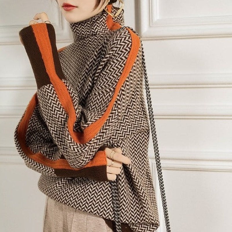 Lily Melbourne Sofia - Cozy knit turtleneck sweater in marbled wool
