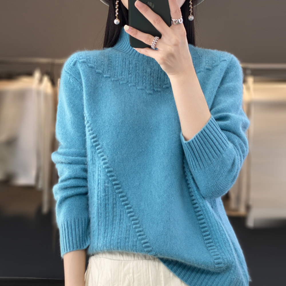Lily Melbourne Syra Soft Knit Sweater - Diagonal Stitch Design