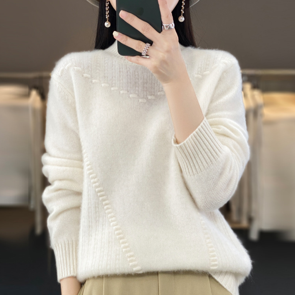 Lily Melbourne Syra Soft Knit Sweater - Diagonal Stitch Design
