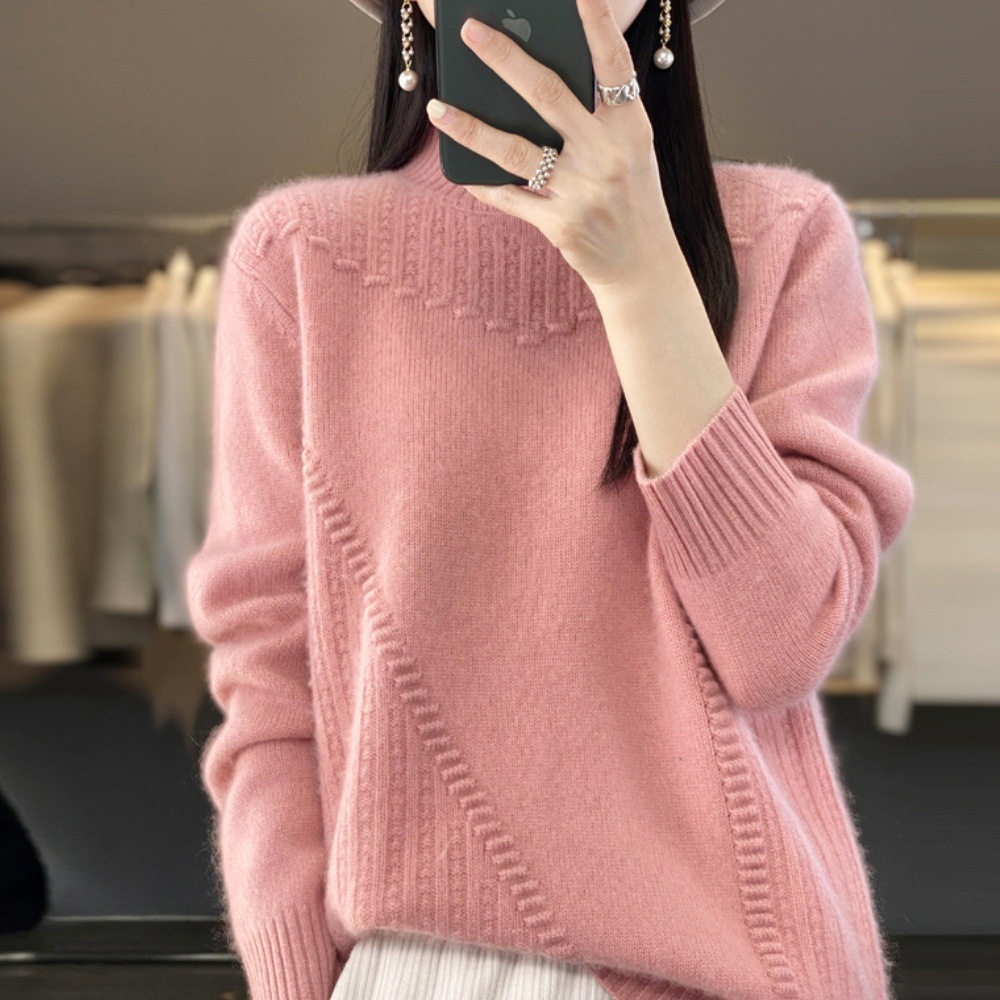 Lily Melbourne Syra Soft Knit Sweater - Diagonal Stitch Design