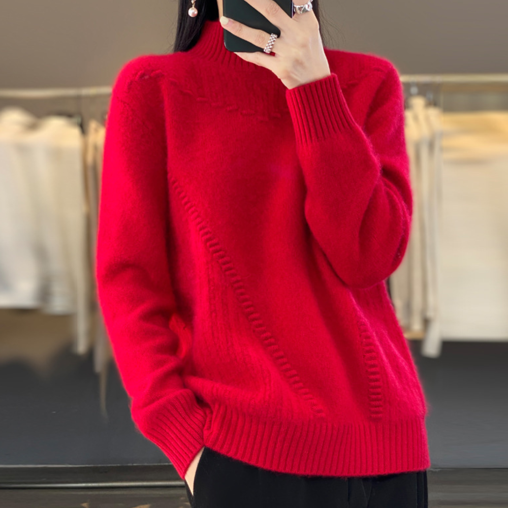 Lily Melbourne Syra Soft Knit Sweater - Diagonal Stitch Design