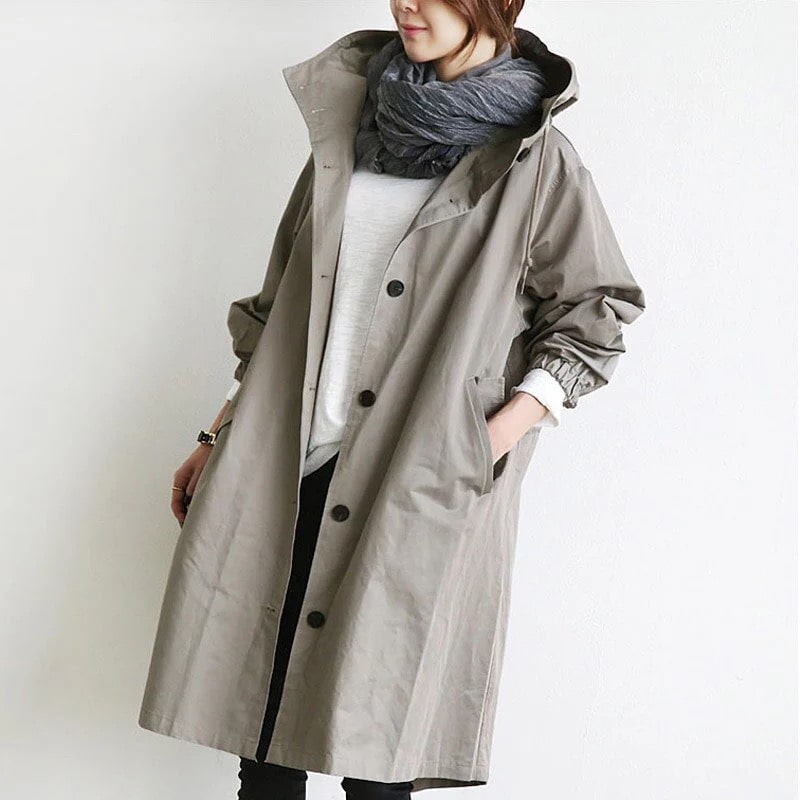 Lily Melbourne Zephyra Elegant Trench Coat - All-Season Solid Color