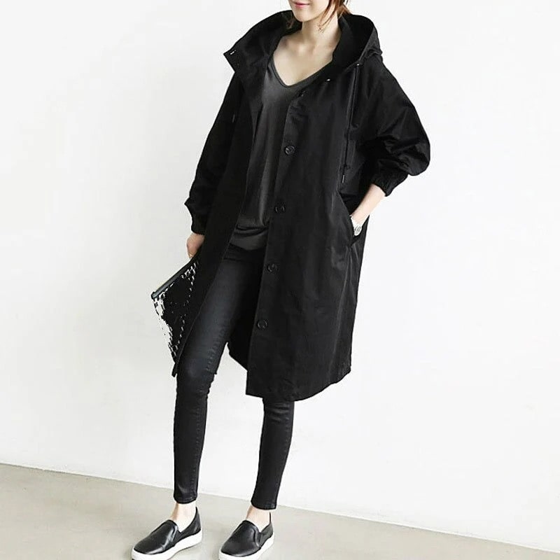 Lily Melbourne Zephyra Elegant Trench Coat - All-Season Solid Color
