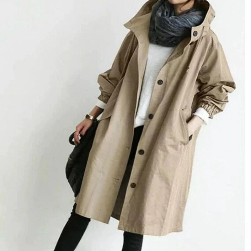 Lily Melbourne Zephyra Elegant Trench Coat - All-Season Solid Color