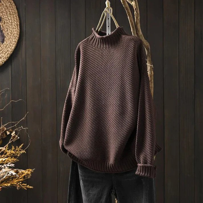 Lily Melbourne violet & rose20240805 Women's Cozy Knitted Turtleneck Sweater - Stylish & Warm