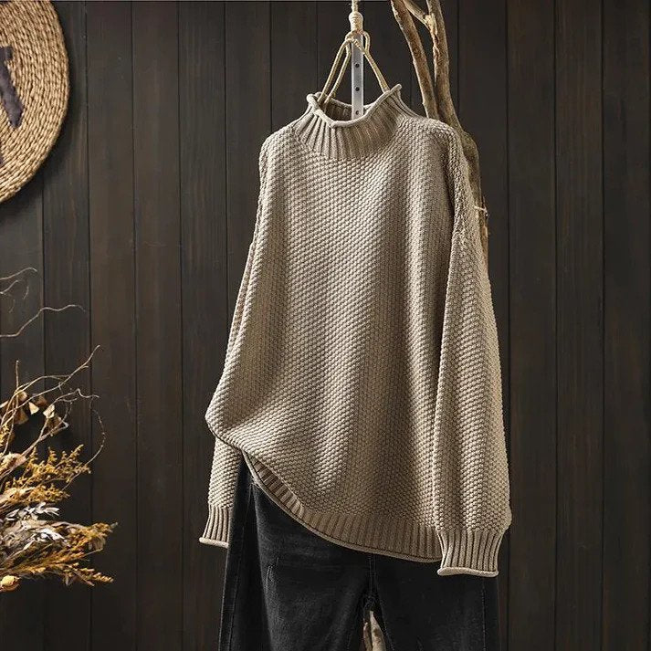 Lily Melbourne violet & rose20240805 Women's Cozy Knitted Turtleneck Sweater - Stylish & Warm