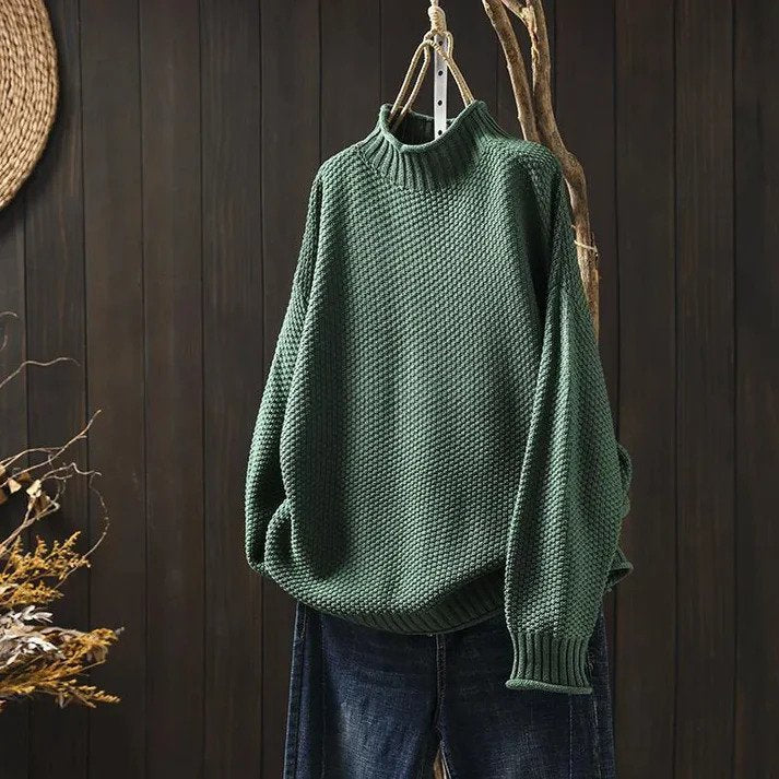 Lily Melbourne violet & rose20240805 Women's Cozy Knitted Turtleneck Sweater - Stylish & Warm