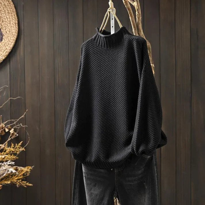 Lily Melbourne violet & rose20240805 Women's Cozy Knitted Turtleneck Sweater - Stylish & Warm