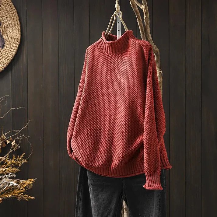 Lily Melbourne violet & rose20240805 Women's Cozy Knitted Turtleneck Sweater - Stylish & Warm
