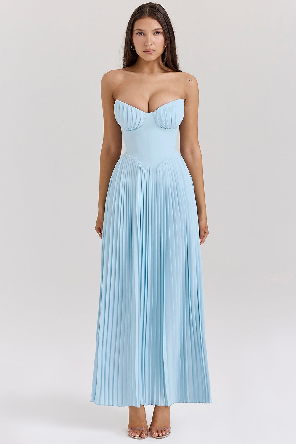 Sky Blue Corset Maxi Dress for Women - Elegant Summer Style 0