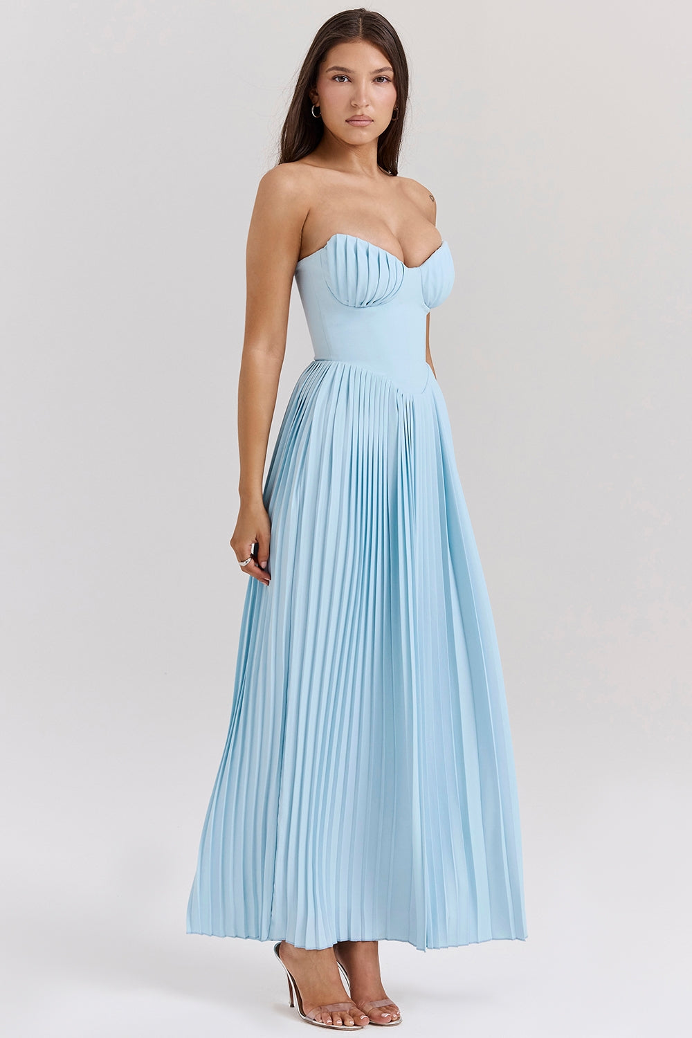 Sky Blue Corset Maxi Dress for Women - Elegant Summer Style 1