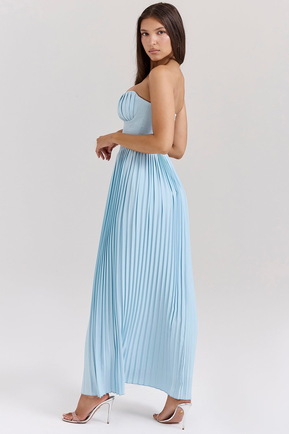 Sky Blue Corset Maxi Dress for Women - Elegant Summer Style 3