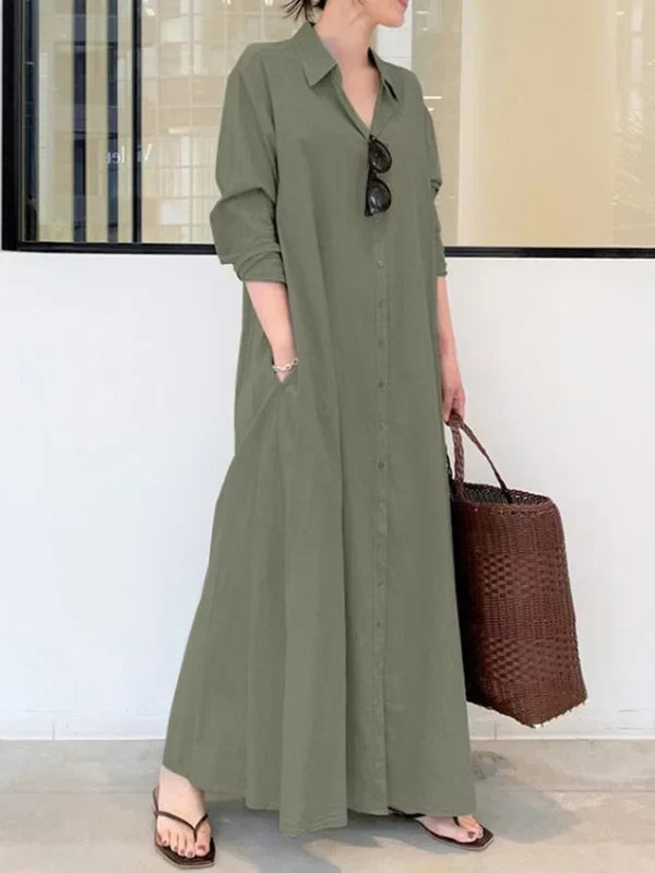 Stylish Women's Black Button-Down Maxi Dress for Summer 1