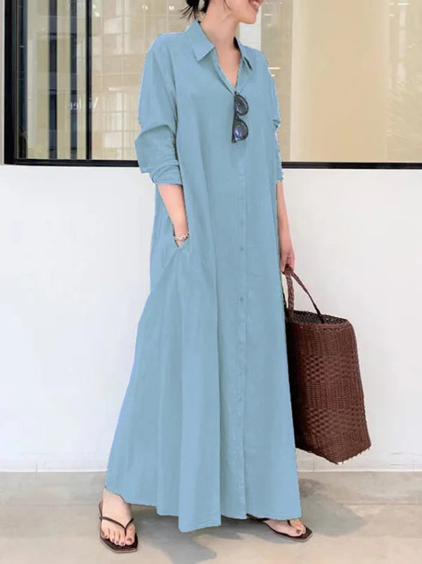 Stylish Women's Black Button-Down Maxi Dress for Summer 11