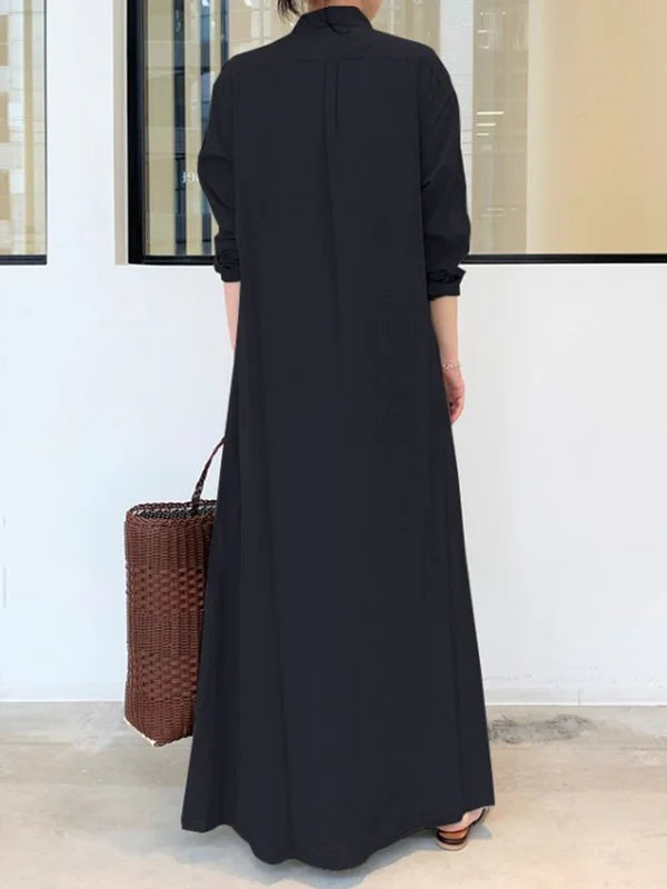 Stylish Women's Black Button-Down Maxi Dress for Summer 2