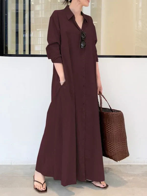 Stylish Women's Black Button-Down Maxi Dress for Summer 4