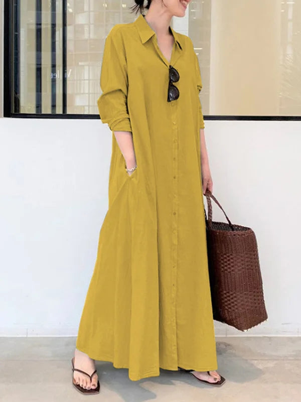 Stylish Women's Black Button-Down Maxi Dress for Summer 6