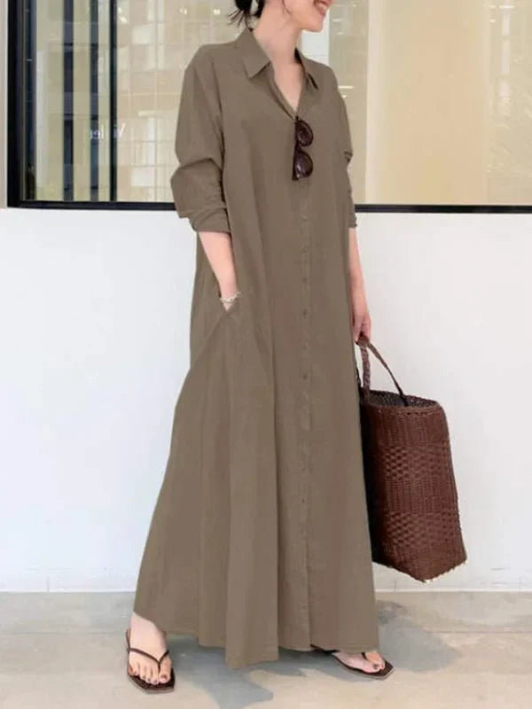 Stylish Women's Black Button-Down Maxi Dress for Summer 7