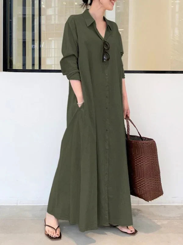 Stylish Women's Black Button-Down Maxi Dress for Summer 9
