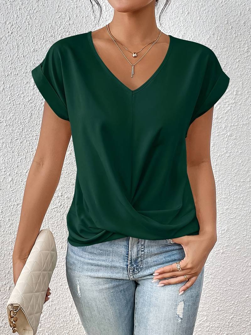 Stylish Women's Crop Top - V-Neck Twisting Blouse for Summer 5
