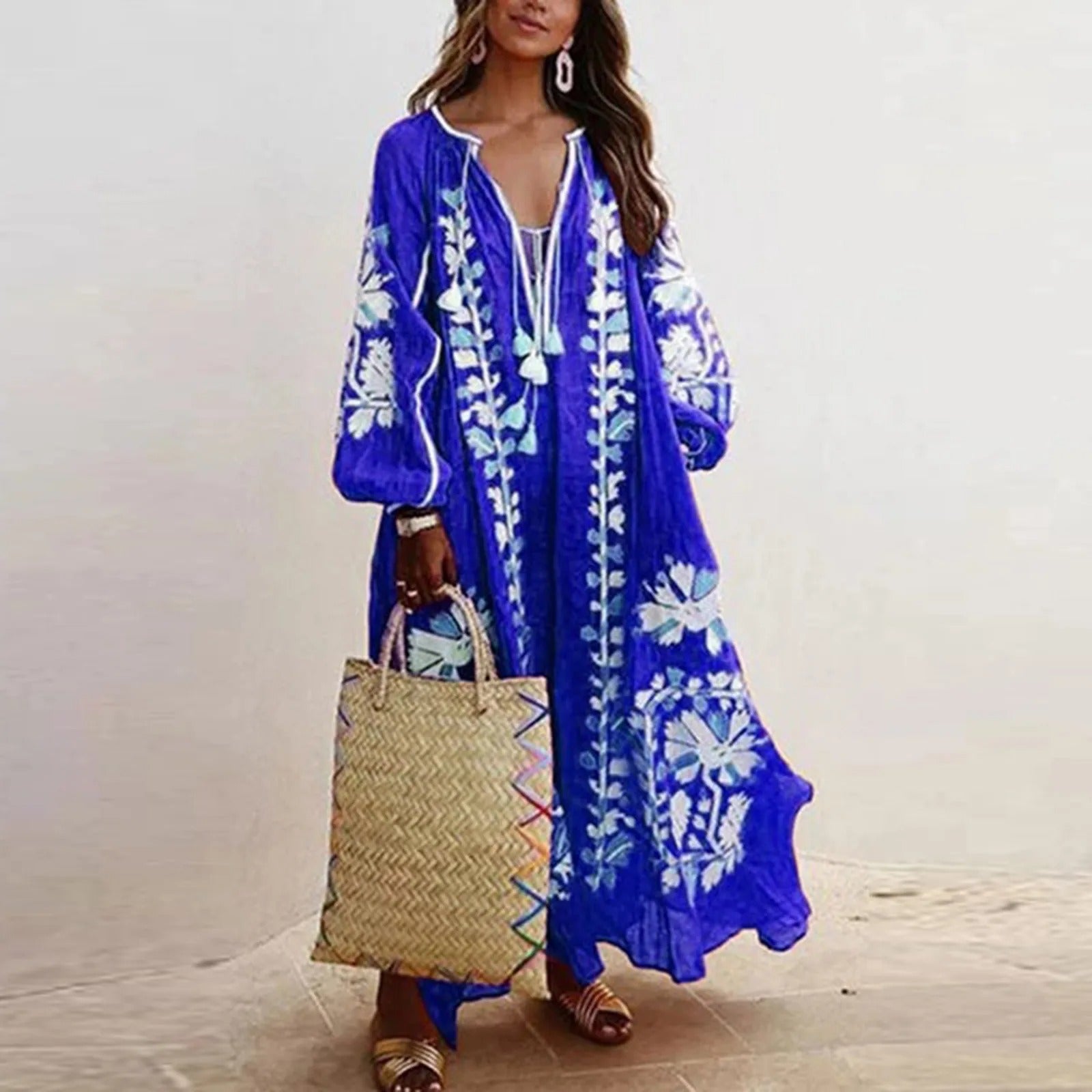 Vintage Print Oversized Women's Summer Dress - Casual Chic 2