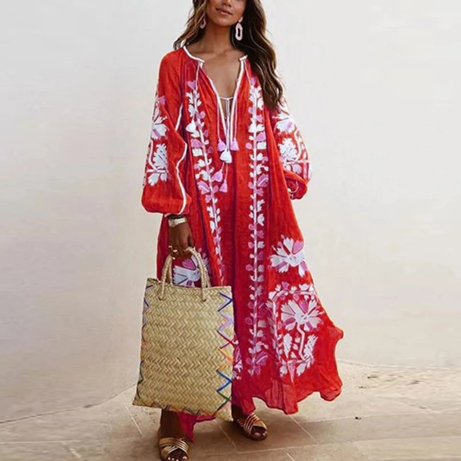 Vintage Print Oversized Women's Summer Dress - Casual Chic 6