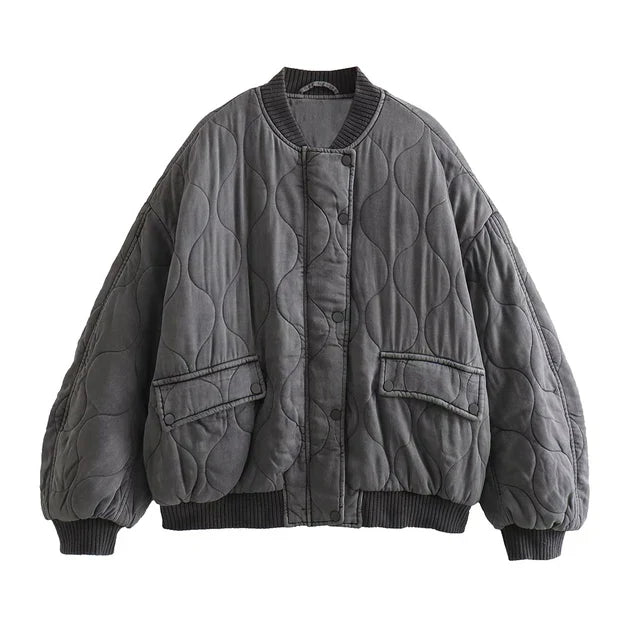 Women's Loose-Fit Quilted Bomber Jacket Bomber Jacket