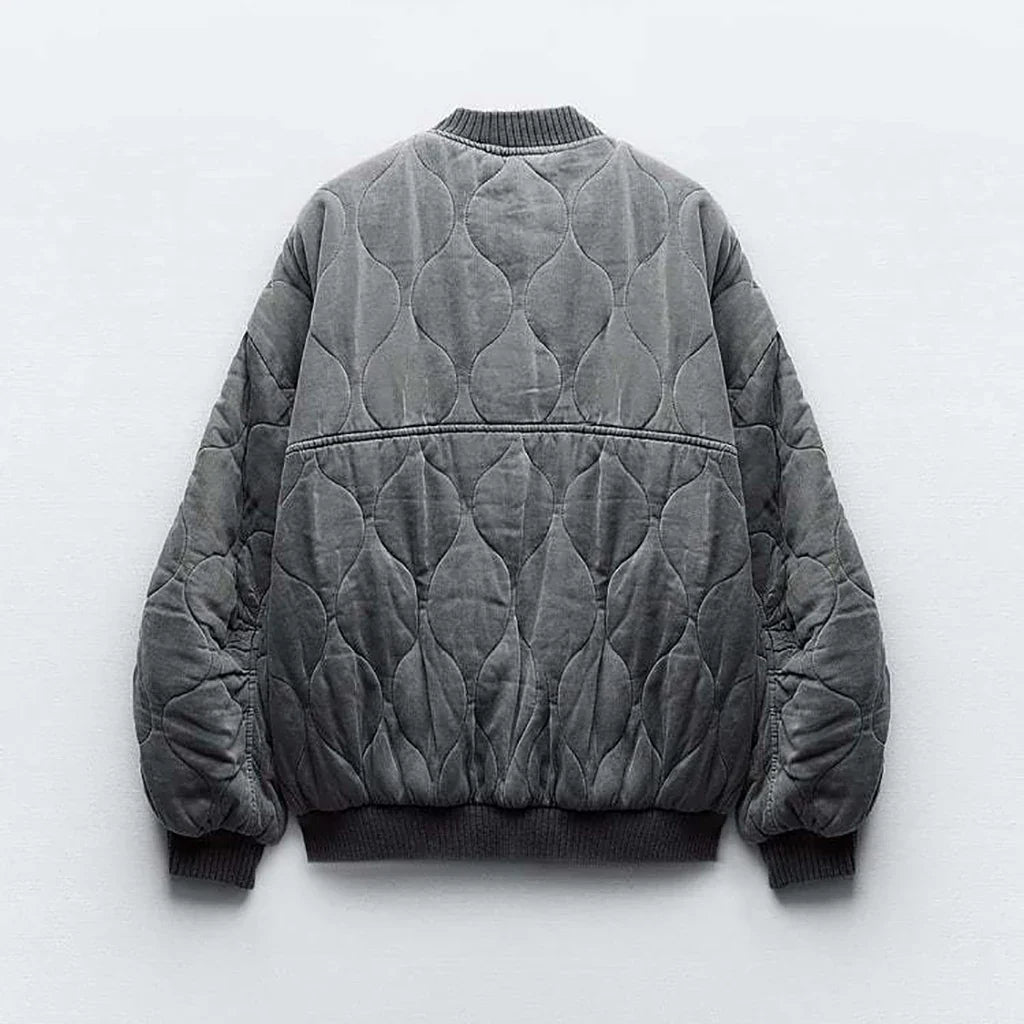 Women's Loose-Fit Quilted Bomber Jacket Bomber Jacket