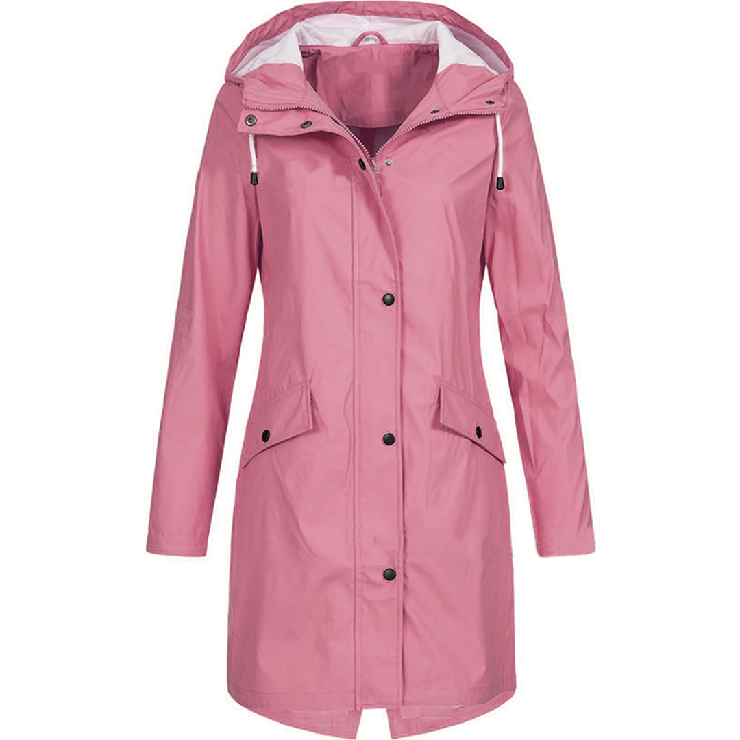 Women's Waterproof Hooded Raincoat – Lightweight Windproof Jacket with Adjustable Fit Rain Coat