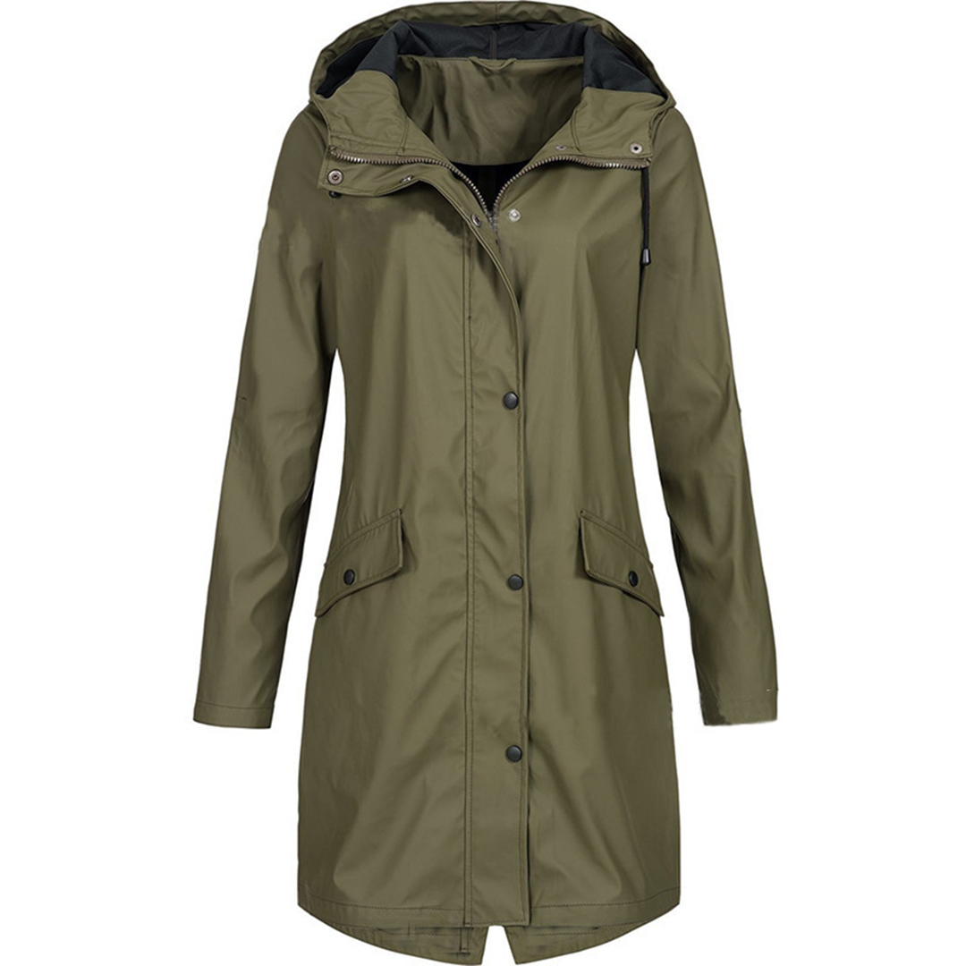 Women's Waterproof Hooded Raincoat – Lightweight Windproof Jacket with Adjustable Fit Rain Coat