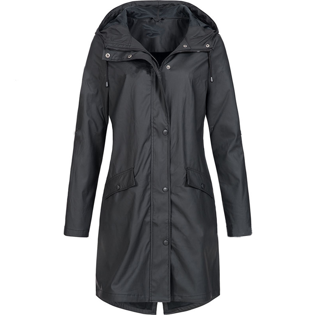 Women's Waterproof Hooded Raincoat – Lightweight Windproof Jacket with Adjustable Fit Rain Coat