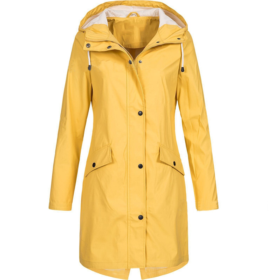 Women's Waterproof Hooded Raincoat – Lightweight Windproof Jacket with Adjustable Fit Rain Coat