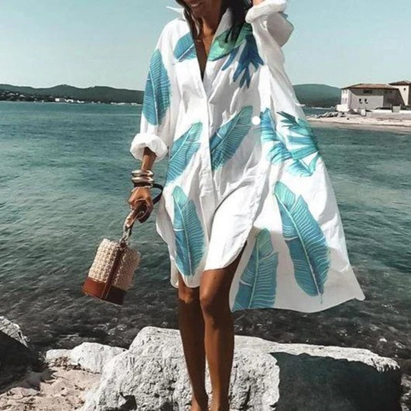 Women's Mini Dress Blue Summer Casual Blouse 1