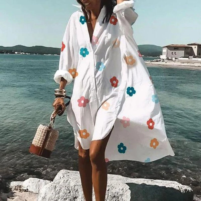 Women's Mini Dress Blue Summer Casual Blouse 2